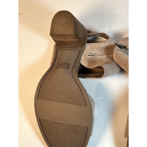 TOMS Suede Majorca Cutout Block Heels Womens Casual Sandals Shoes Taupe Size 6M - Picture 16 of 16